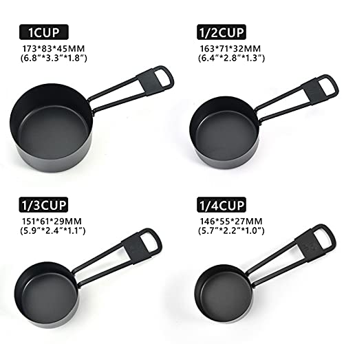 9Pcs Set Stainless Steel Measuring Spoon Spray Paint Measuring Cup Measuring Spoon Black Non-Stick Paint Scale Measuring Cup #TOP5