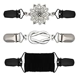 ROPAKED 3 Pcs Cinch Clips Vintage Dress Clips Back Cinch Elastic Shawl Cardigan Collar Clip Fit Sweater Waist Cincher Clip Pant Waist Tightener Clothes for Women, Currency, Metal, no gemstone
