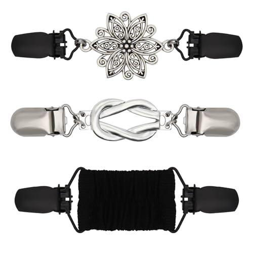 ROPAKED 3 Pcs Cinch Clips Vintage Dress Clips Back Cinch Elastic Shawl Cardigan Collar Clip Fit Sweater Waist Cincher Clip Pant Waist Tightener Clothes for Women