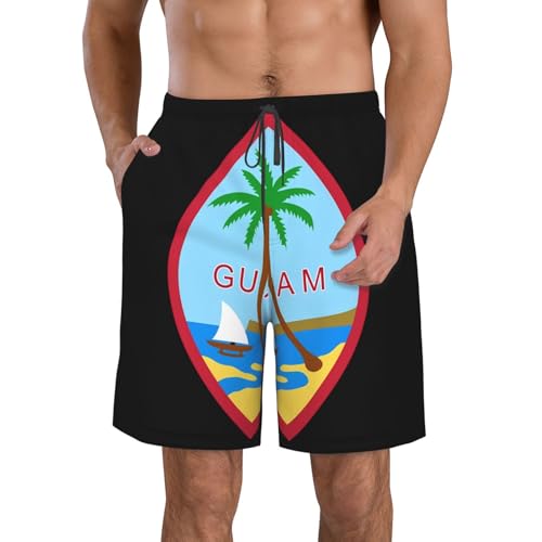 Guam Island Flag Men's Quick Dry Swim Trunks Summer Beach Board Shorts Swimming Swimwear