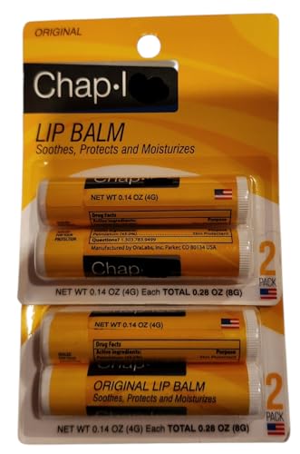 Chap Icee Lip Balm, Original Flavor Four Sticks, 2 pack each 0.14 oz
