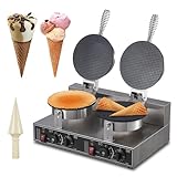 GarveeHome Commercial Ice Cream Cone Machine Waffle Cone Maker Electric Stainless Steel Egg Roll Mold Nonstick Waffle Cone and Bowl Maker for Home Restaurant Use (110V 2600W)