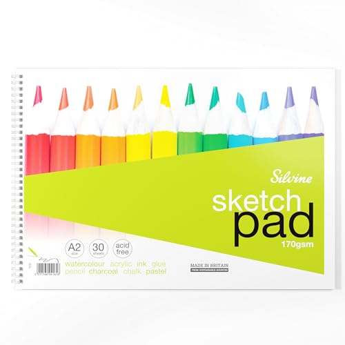 Cuaderno de bocetos A2 espiral Silvine bloc de dibujo con 30 hojas de papel 170g