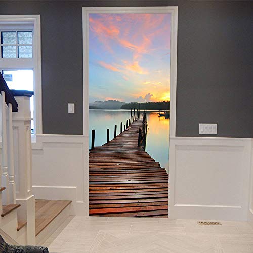VIRANDA 3D Door Stickers Murals - Peel & Stick PIER Wallpaper Self-Adhesive Decals Removable PVC Waterproof Poster Bedroom Living Room 33.9" x 78.7"