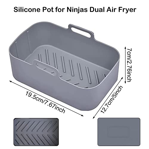 image for Taicols Silicone Pot for Ninjas Dual Air Fryer, 2 Pcs Silicone Air Fry