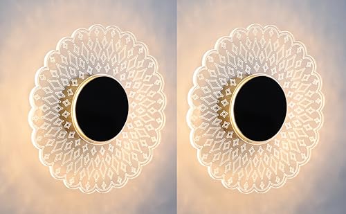 Image of Groeien Pack of 2 | Solaris Glow Modern LED Wall Lamp | Golden Decorative Wall Light for Living Room, Bedroom & Hall | Artistic Solaris Design Wall Fixture for Home Decor(SolarisGlow, 2)