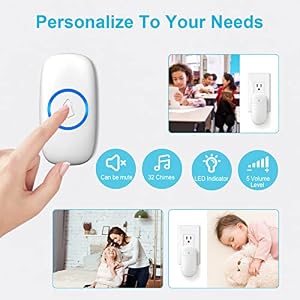 Wi-fi Doorbell, SECRUI Door bell Over 1000ft Protection with 2 Plug-In Receivers, Waterproof Push button, 52 Chimes, 110dB loud Sound and Colourful LED Flash Wi-fi Doorbell, SECRUI Door bell Over 1000ft Protection with 2 Plug-In Receivers, Waterproof Push button, 52 Chimes, 110dB loud Sound and Colourful LED Flash
