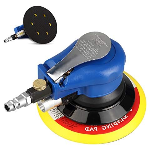 6" Air Random Orbital Sander Dual Action Pneumatic Palm Sander with Speed Regulation with 7 Pcs of Sand Paper Cover