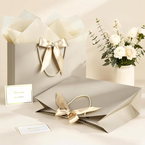 Image of JMANNI Gift Bags with Handles, 13 inch Medium Gift Bags with Tissue Paper