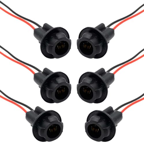 T10 W5W 194 Bulb Socket with Wire Pigtail, Pre-Wired Harness Female Socket Adapter Car Side Marker Light Socket, LED Bulb Socket Connector Wiring Socket Replacement for Most Cars (6PCS)