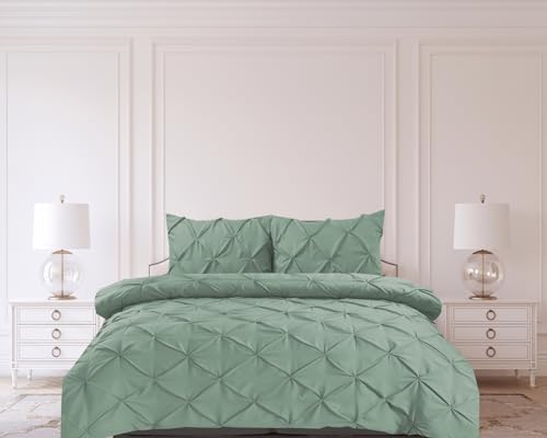 Housse de couette super king size vert sauge microfibre douce