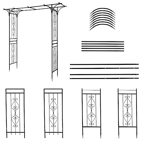 Arco de hierro forjado clásico con soporte resistente de jardín 5