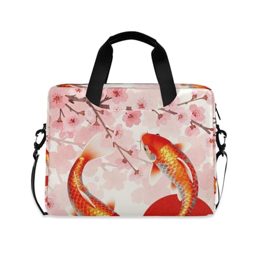 Funda rígida de 15.6 pulgadas con diseño de koi y asa para portátil