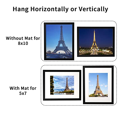 Baijiali 8X10 Picture Frame Black Wood Pattern With Hd Plexiglass,Display Pictures 5X7 With Mat Or 8X10 Without Mat, Horizontal And Vertical Formats For Wall And Table Mounting #TOP4