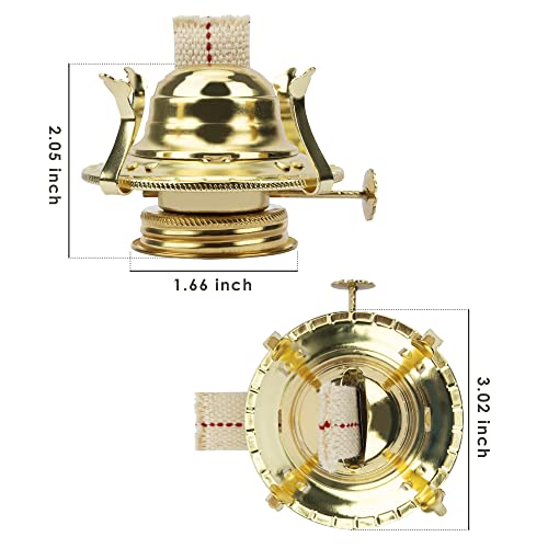 Swatom Oil Lamp Burner Brass Plated Oil Lamp Replacement With Wick 3” Base Lamp Chimney Holder For Vintage Kerosene Hurricane Antique Lamp (Brass 1P) #TOP1