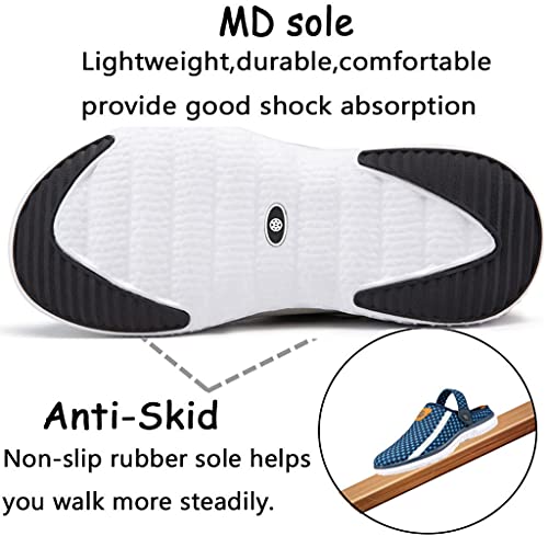 Zuseris Women's Men's Garden Clogs Garden Shoes Summer Slippers With Arch Support Home House Shoes Outdoor Indoor Mules Deep Blue #TOP4