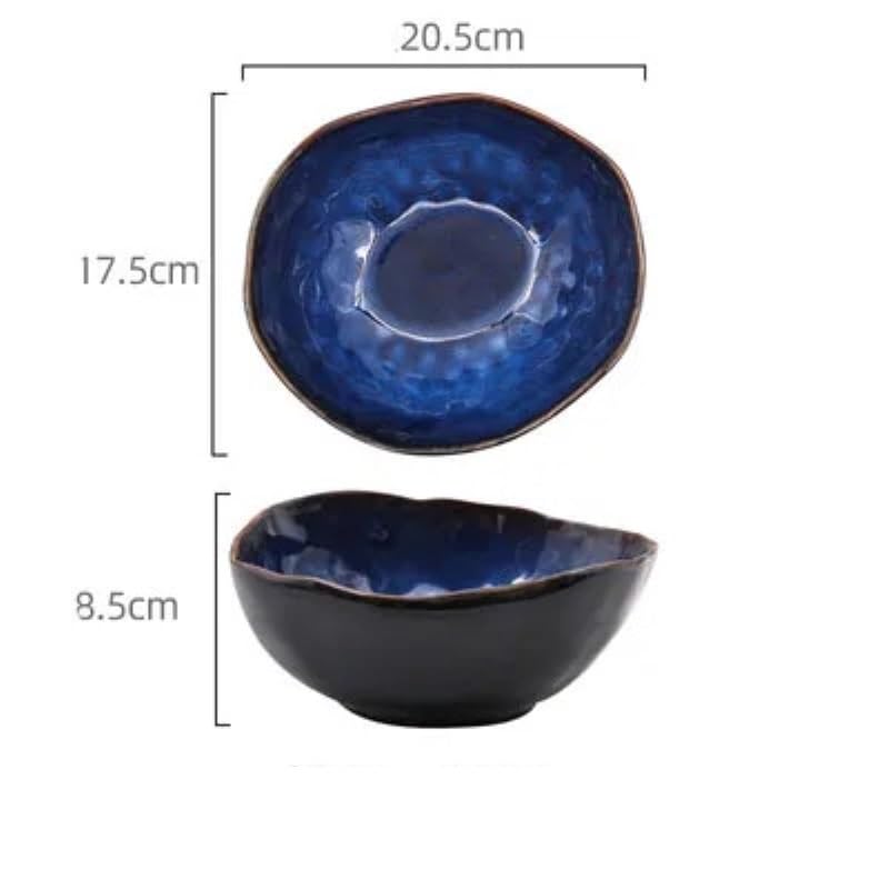 Flaches Teller-Set aus Keramik, tiefe europäische Schüssel, kreatives Geschirr, Nudelschale, Salatschüssel, kreative Gerichte für das Abendessen, Salatschüssel (20,5 cm)