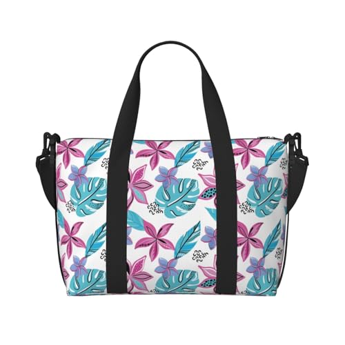 Carry On Duffle Bags Overnight Weekender Bags for Women, Hawaiian Style Flower Leaves Personal Item Travel Bag, Travel Essentials Sport Gym Bag for Men Women