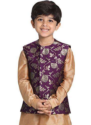 Image of JBN Creation Black Cotton Silk Blend Boys Nehru Modi Jacket