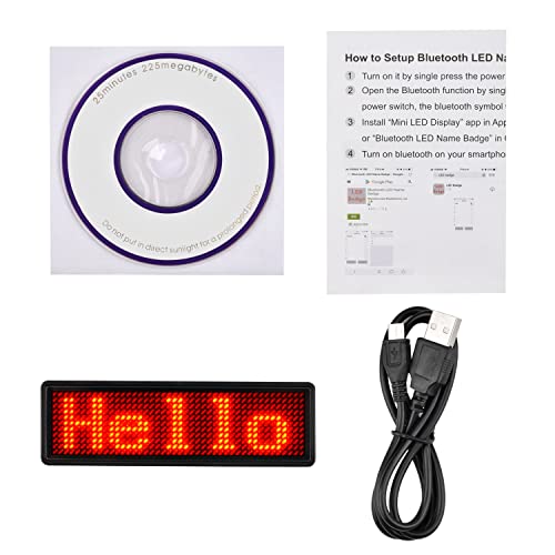 LED Name Tag, Rechargeable Wireless Bluetooth LED Name Badge Reuseable Price Tag 44x11 Pixels Digital Sign Temperature Display for Restaurant Shop Exhibition Nightclub Hotel - Thumbnail 4