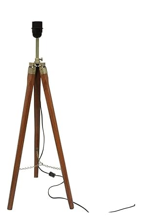 Mercy Gifts Room Decorative Antique Wooden Tripod Floor Lamp Stand Without Shade and Bulb (Brown)