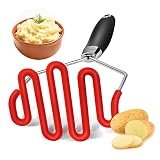 Potato Masher Silicone, Heavy Duty Mashed Potatoes Masher with with Premuim Stainless Steel Non-stic