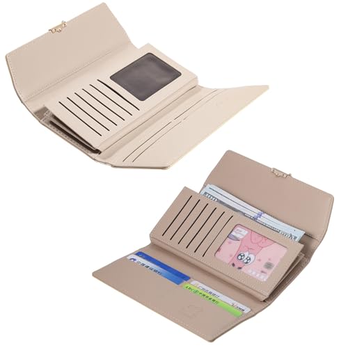 aurrako Wallets for Women Leather Credit Card Holder Trifold Ladies Wallets Coins Zipper Pocket with ID Window Large Capacity (Yellow)4