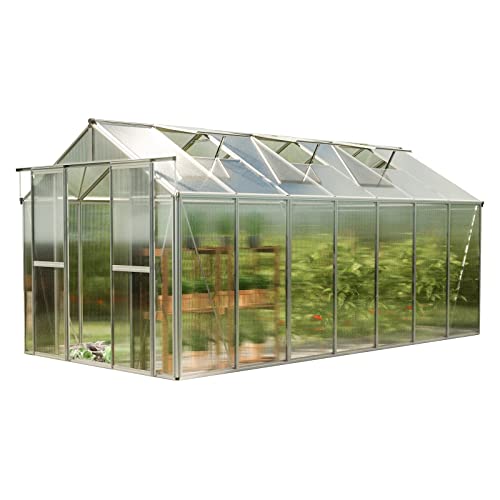 GFP Gewächshaus Saphir 7 aus Alu 259x449 cm ca. 6 mm Doppelstegplatten formstabil & witterungsbeständig Transparent