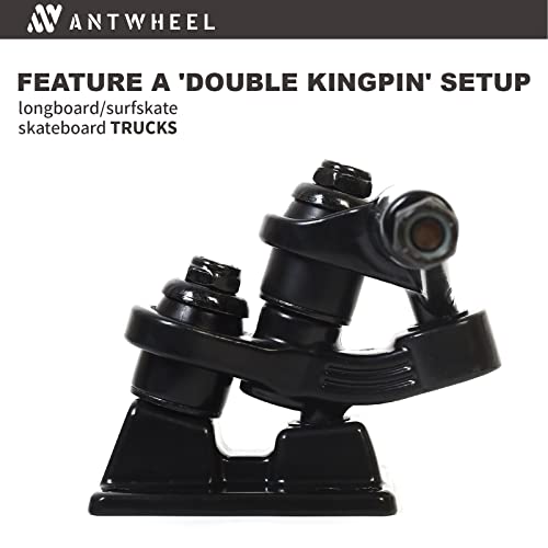 ANTWHEEL Sidewinder II Longboard/Skateboard/Surf-Skateboard, schwarz, Skateboard, Doppel-Kingpin-Achse, 17,8 cm Aufhänger, 24,7 cm Achse (2 Stück) kostenlose Hardware (23,6 cm Aufhänger, 30,5 cm