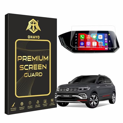 Image of OHAYO Screen Protector for Volkswagen Taigun 10.09 Inch Company-Fitted Infotainment Touchscreen | Compatible with All Variants | 9H Hardness Military Strength Scratch Resistant Clear Glossy Finish | Bubble Free Display Guard | Not Tempered Glass