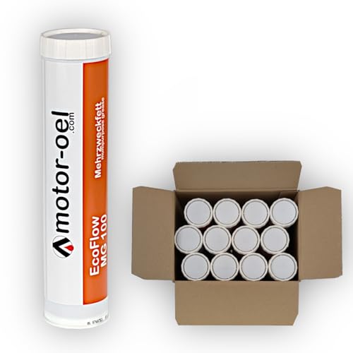 motor-oel.com EcoFlow MG 100 Schmierfett – 12 x 400g. Kartusche | Hochleistungs-Mehrzweckfett für Gleit- & Wälzlager | haftstark, alterungsbeständig, korrosionsschützend – für Maschinen & Baumaschinen