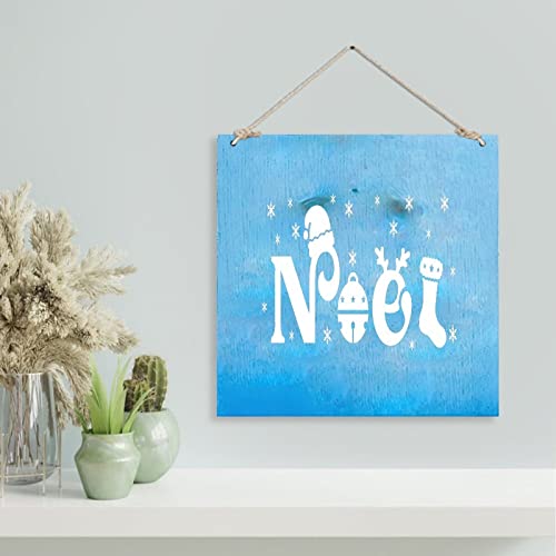 Noel rustique en bois à suspendre décoration de table maison 40x40 cm