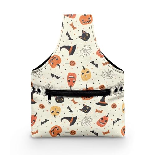 Image of KUIFORTI Halloween Crochet Bag Small Yarn Bags for Crocheting on The Go Crochet Hook Organizer Halloween Decor Knitting Bags Canvas Crochet Bags and Totes, Pumpkin Cat