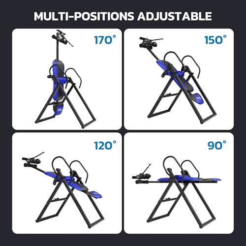 Image of YOLEO Inversion Table for Back Pain 2026 Foldable Inversion Table w /Removable Lumbar Pad, Reversible Ankle Holders, Easy Assembly