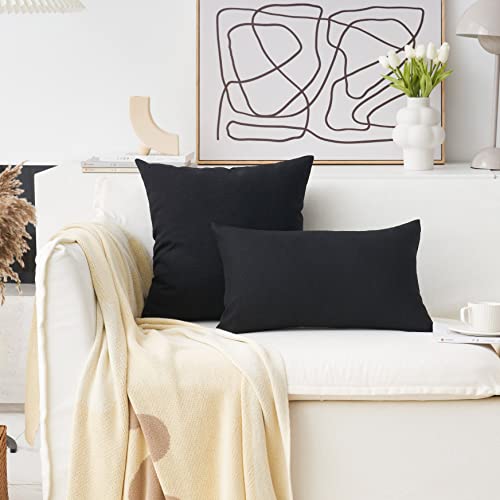 Home Brilliant Cushion Covers 45 x 45 Pack of 2 Decorative Decorations Faux Linen Black Cushion Cover for Bed Couch 45x45 cm - Image 3