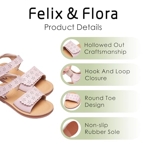 Image of Felix & Flora Toddler Girl Sandals -Flower Girl Dress Shoes Open Toe Little Kid Flats