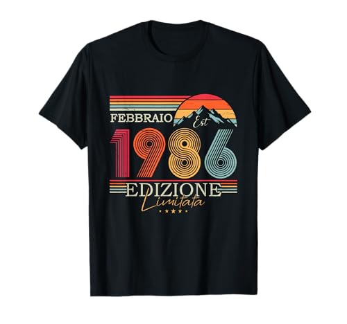 1986 Vintage Febbraio Compleanno retrò Uomo Donna Regalo Maglietta
