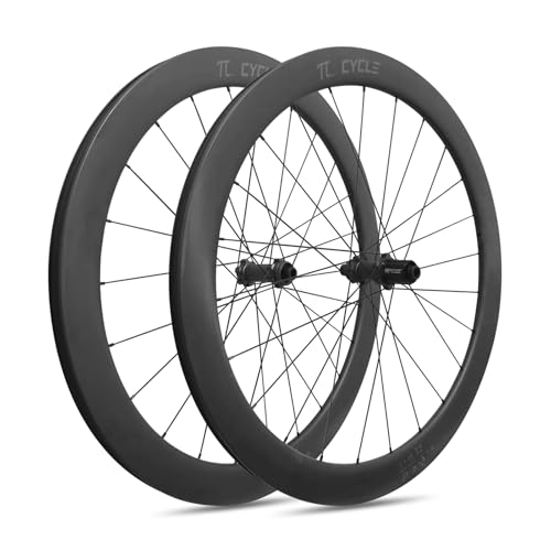 XpiriLab Road Bike Wheelset 700C Carbon Fiber, Ultralight Disc Brake V-Shape Bicycle Rims Tubeless 45mm Matte 26mm Width Fit for 10/11/12 Speed Cassettes