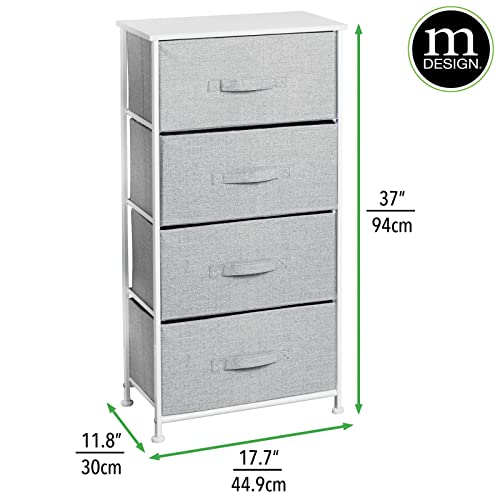 Mdesign Tall Dresser Storage Tower Stand With 4 Removable Fabric Drawers - Steel Frame, Wood Top Organizer For Bedroom, Entryway, Closet - Lido Collection - Gray #TOP2