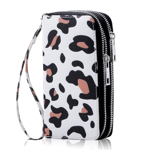 Image of Cellphone Wallet for Women Dual Zipper Long Purse with Removable Wristlet
