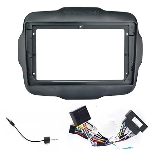 Sound-way Kit Installation Autoradio 9 Pouces Compatible avec Jeep Renegade Depuis 2014 - Façade 230x130 mm + Câbles Can Bus Commandes au Volant + Adaptateur Antenne 16 Broches