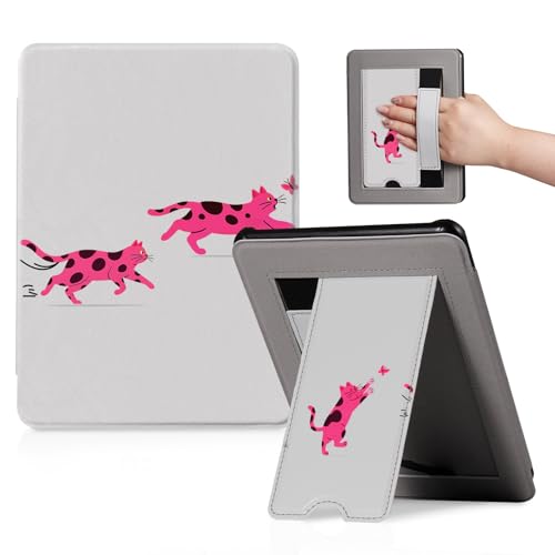 Image of CoBak Lightweight Stand Cute Case for 7 inch Kindle Paperwhite 12th Gen 2024 and Kindle Colorsoft with Right Hand Strap - Compatible with iPhone MagSafe, for Samsung /Anker Wireless Charging Pads