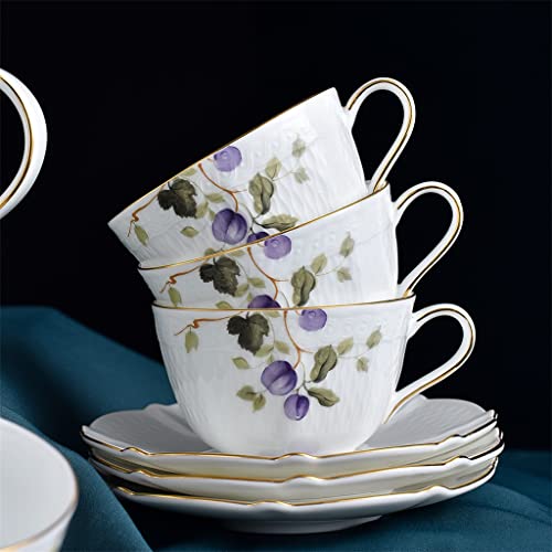 Tea cup bone china pays scandinave tasse et soucoupe dorée 220ml - 4