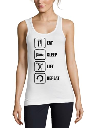 Camiseta sin mangas de algodón para mujer fitness ropa deportiva blanca pesas Atspauda