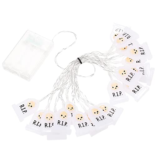 Aelevate Stringa luminosa per esterni di Halloween, R.I.P, pietra tombale a LED, 9,8 m, decorazione da appendere per camera da letto, ornamenti per albero