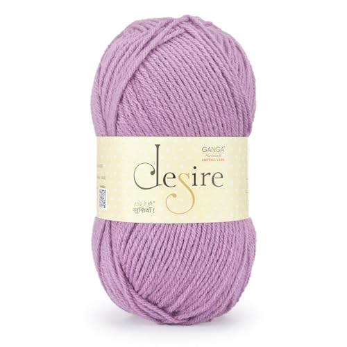 Image of Ganga Acrowools Acrylic Desire Hand Knitting and Crochet Yarn. Pack of 1 Ball - 100Gms. Shade No - (Des54) purple