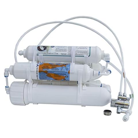 Countertop Portable Universal 5-Stage Reverse Osmosis RO Purification Water System with DI Deionizing Mixed Bed (Close to 0 PPM) postfilter, Build in USA Cover