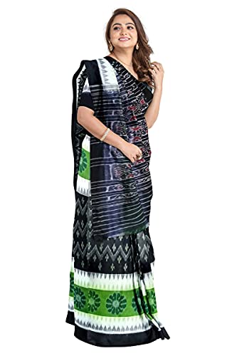 Image of Odisha Sambalpuri Handloom Ikat Women's Cotton Saree, Odisha Handloom Handmade Pure Cotton Khandua Saree, Ikkat Orissa Traditional Handloom Saree Without Blouse