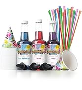 Hawaiian Shaved Ice 3 Flavor Fun Pack of Snow Cone Syrup | Kit Features 25 Snow Cone Cups, 25 Spo...