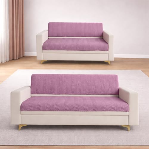 Image of Homerz Premium Velvet Sofa Cover Panel | Soft & Velvety Fabric | Rich Vibrant Colours | Sofa Protector for Living Room (Onion, 5 (3+2) Seater, Seat Cover with Backrest)